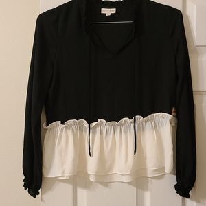 Maison Jules Black & White Sheer Blouse